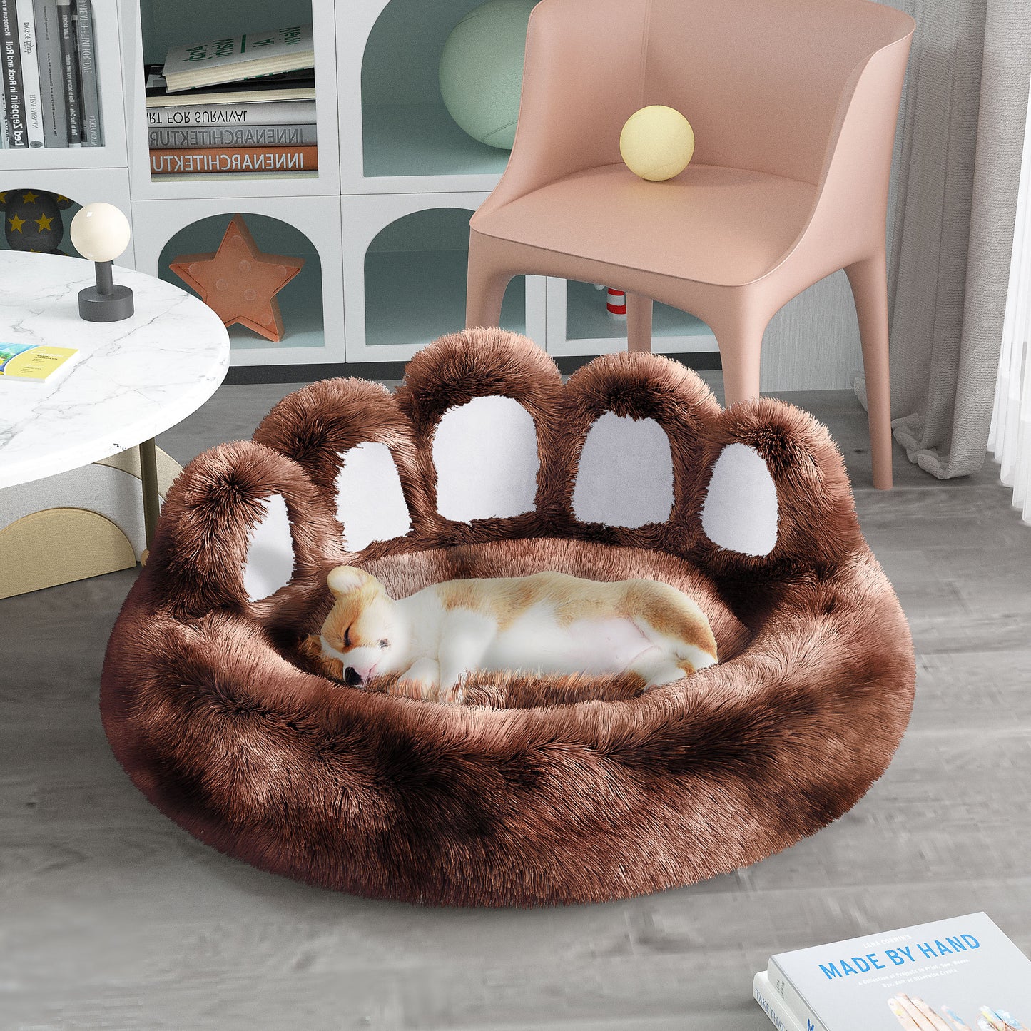 Bear Paw Shape Dog Bed – Plush & Cozy Pet Bed for Small to Medium Dogs