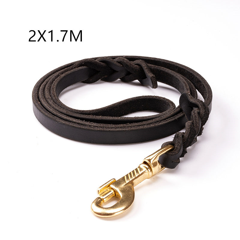 Premium Leather Chain Leash for Large & Training Dogs
