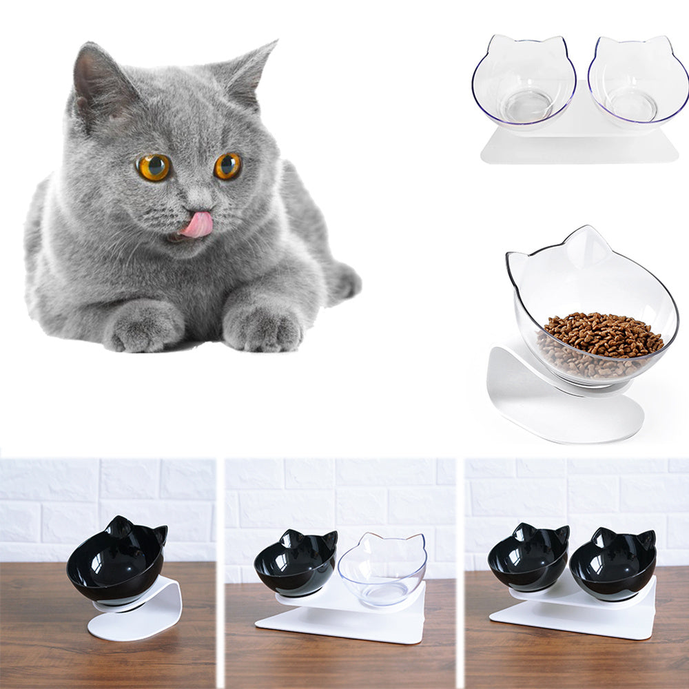 Ergonomic Double Tilted Cat Bowl – Neck‑Kind & Mess‑Smart Dual Feeder