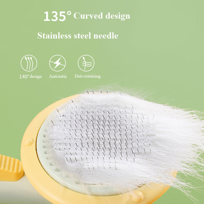 Gentle Self‑Cleaning Steel Wire Cat Brush — Comfort Grooming & Fur‑Free Home