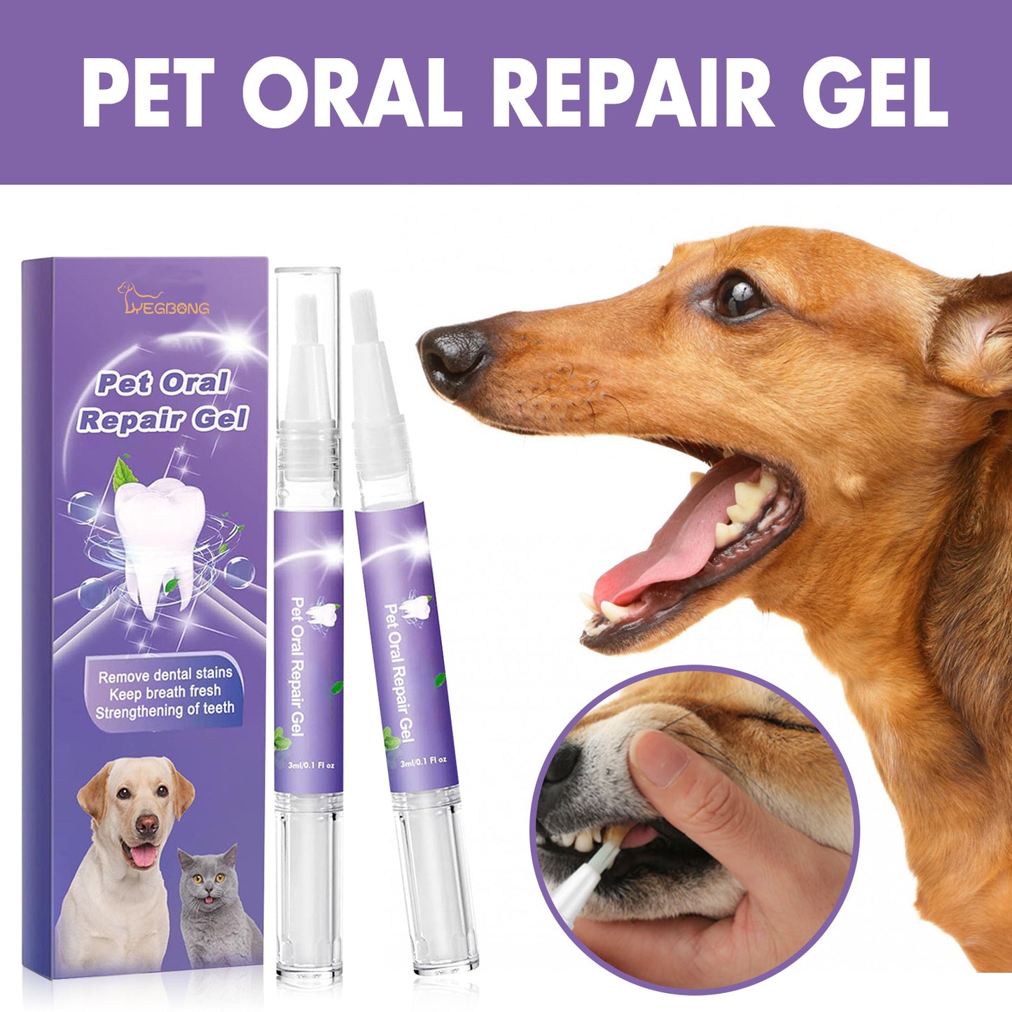 Pet Oral Repair Gel – Fresh Breath & Happy Gums for Cats & Dogs