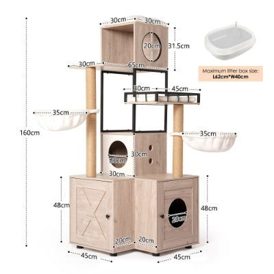 Climb, Scratch & Chill 63″ Cat Activity Tower – Rustic Gray All‑in‑One
