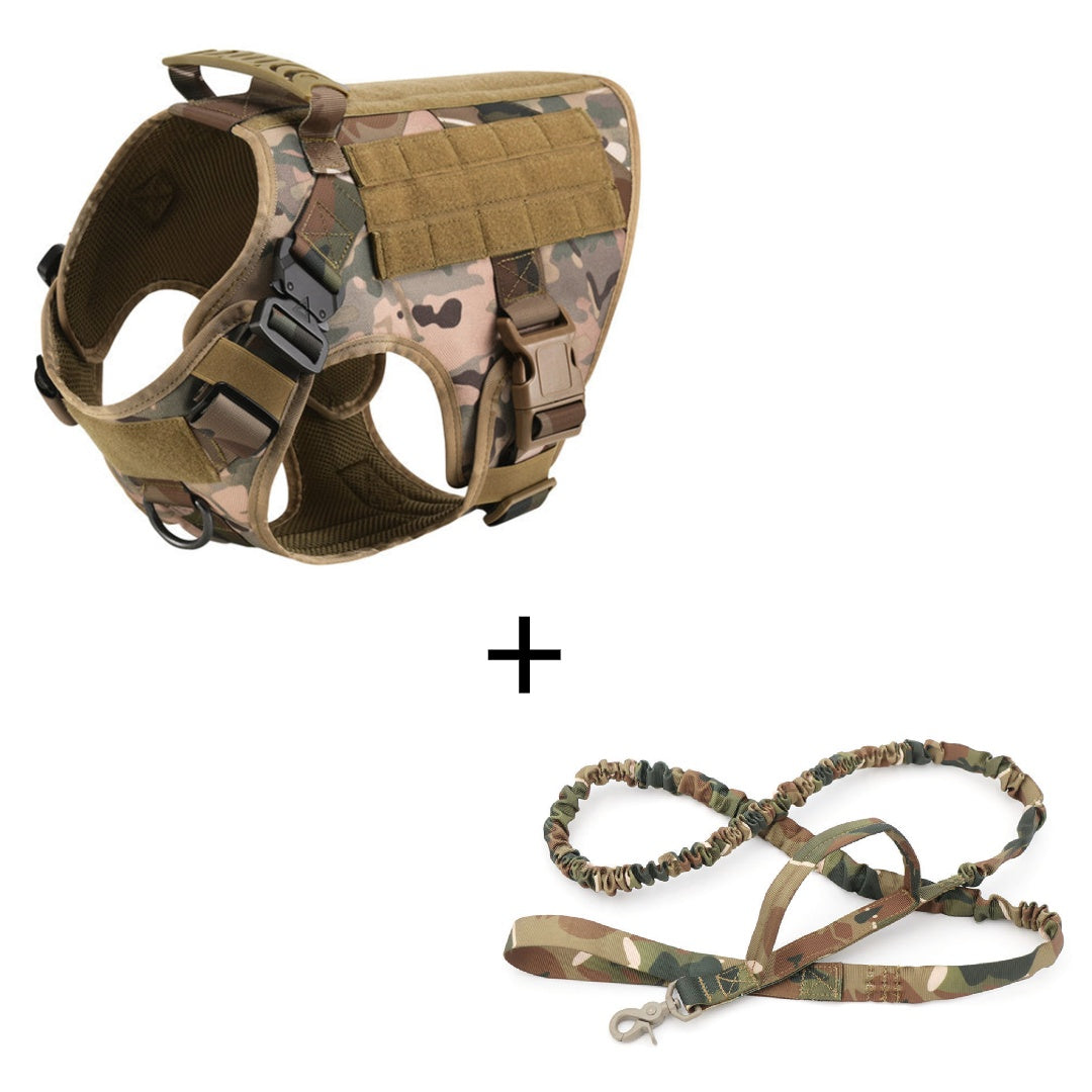 Tactical Outdoor Dog Vest + Leash Set – Rugged Control & Adventure Ready