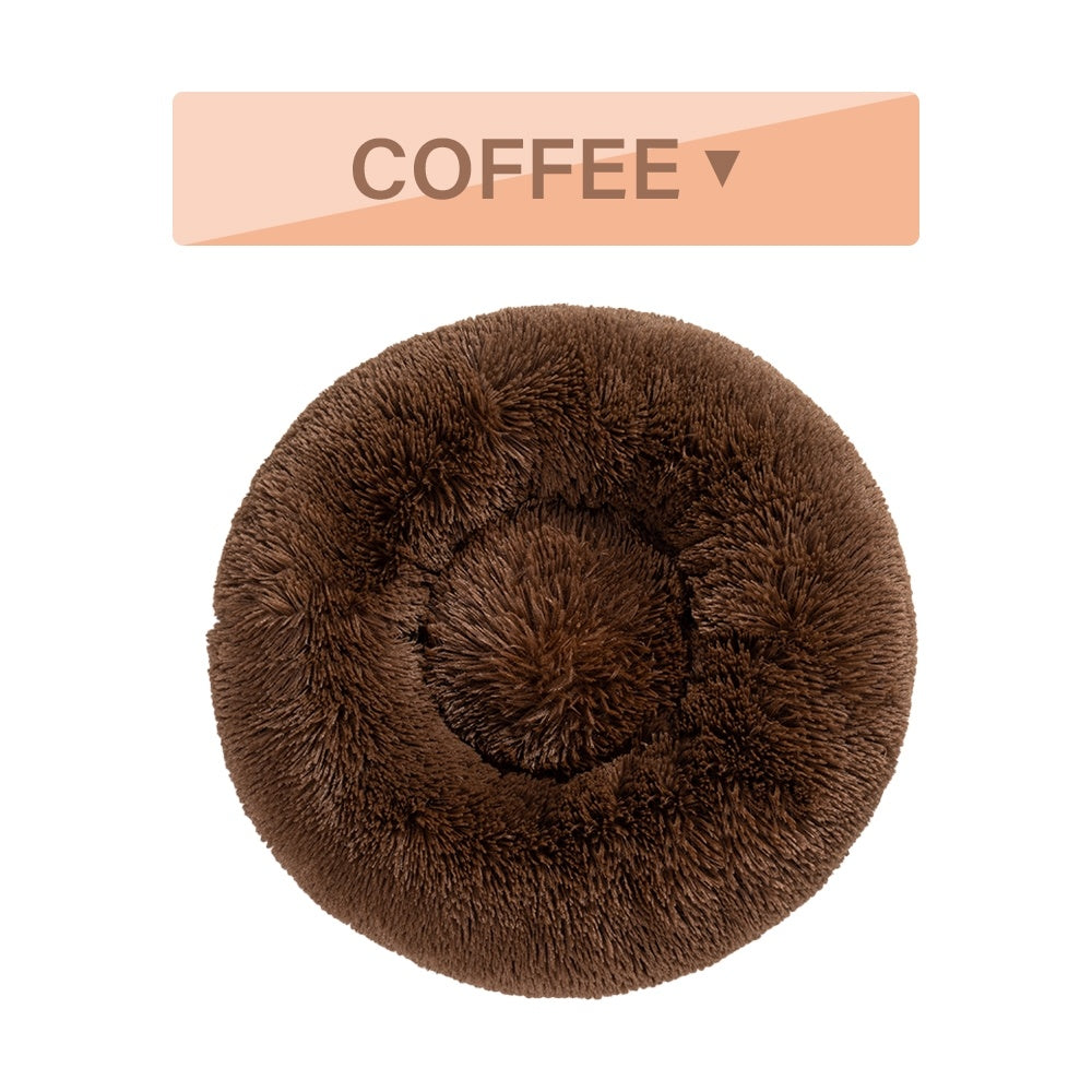 Fluffy Donut Dog Bed – Ultra-Soft, Washable, Calming Pet Cushio