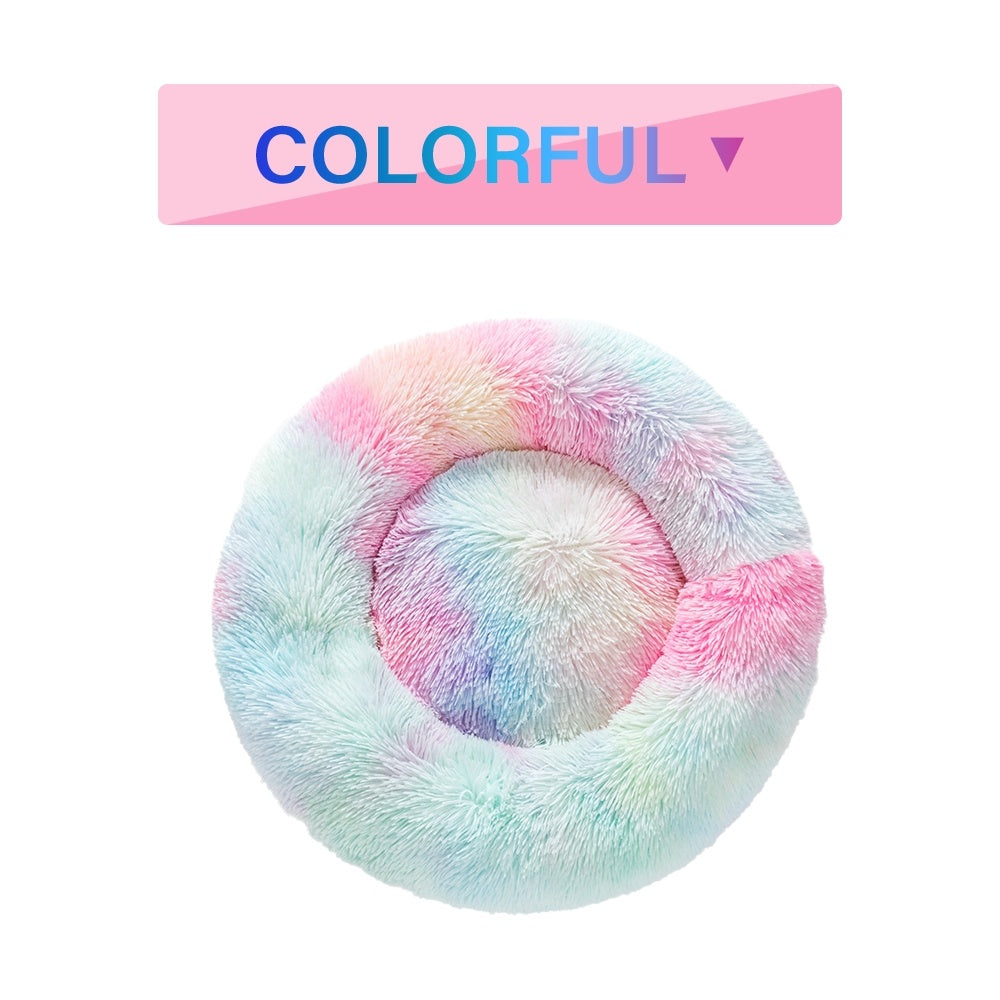 Fluffy Donut Dog Bed – Ultra-Soft, Washable, Calming Pet Cushio
