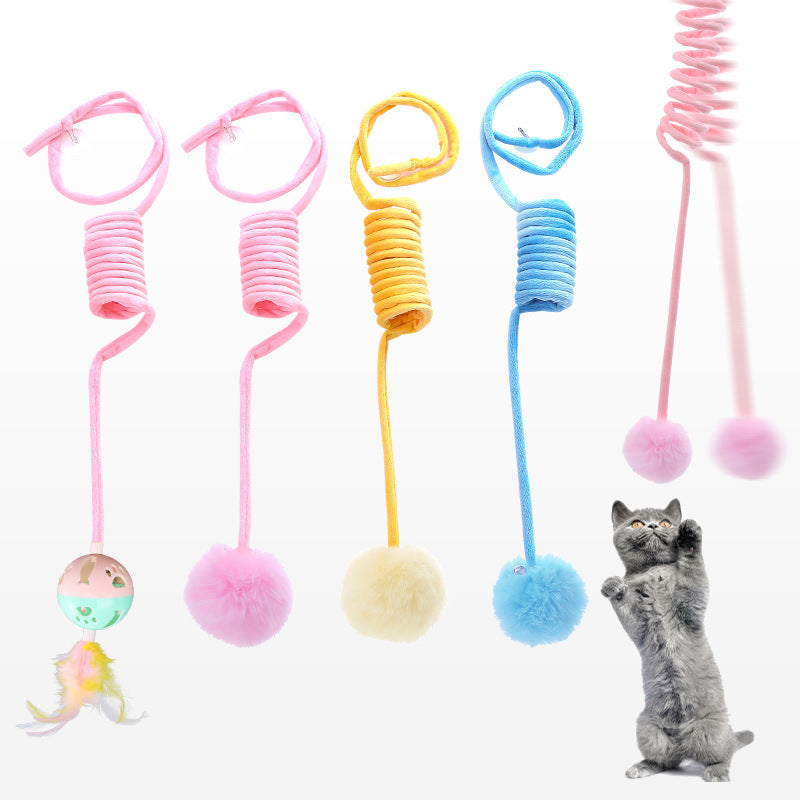 Spring‑Rabbit Hair Ball Cat Toy – Interactive Plush Suction Play