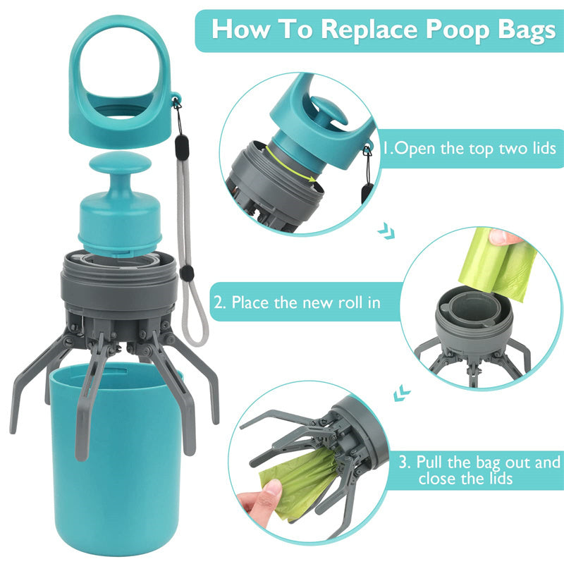 Portable Lightweight Dog Pooper Scooper With Built-in Poop Bag Dispenser Eight-claw Shovel For Pet Toilet Picker Pet Products - Barking Good Deals
