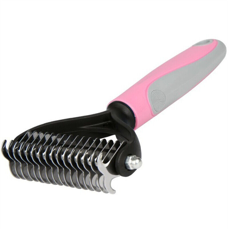 Dual‑Side Pet Grooming Rake – Gentle Deshedding & Dematting Tool for Dogs & Cats