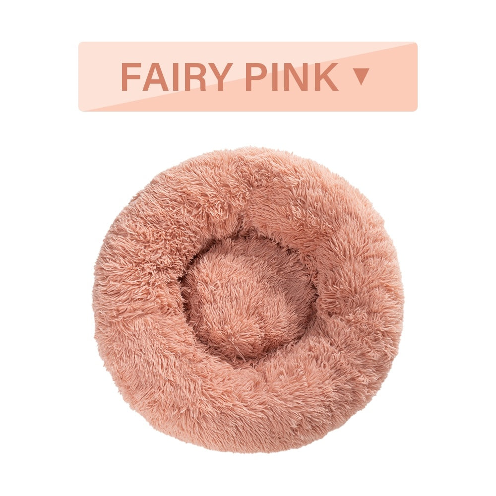 Fluffy Donut Dog Bed – Ultra-Soft, Washable, Calming Pet Cushio