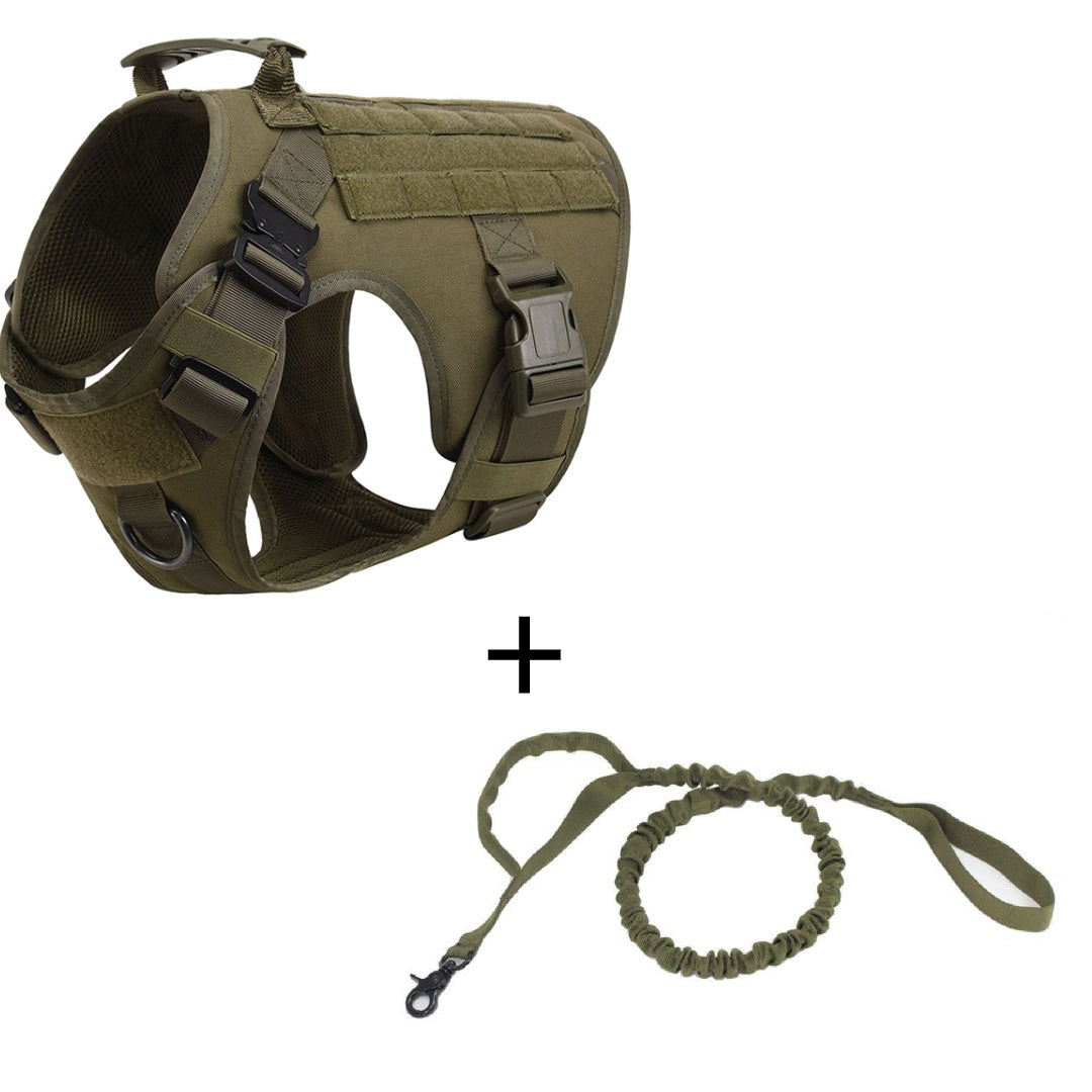 Tactical Outdoor Dog Vest + Leash Set – Rugged Control & Adventure Ready