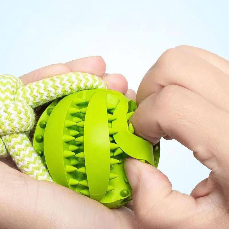 Hemp Rope & Rubber Treat Ball – Bite‑Resistant Doggy Chew Toy