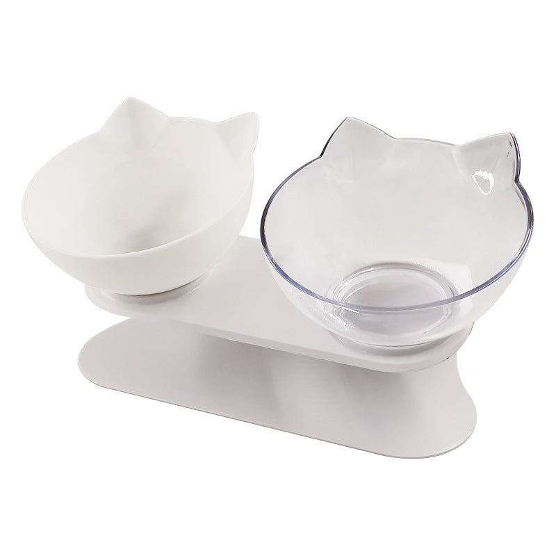 Inclined Transparent Cat‑Ear Bowl for Comfortable & Clean Eating