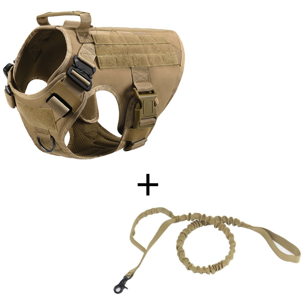 Tactical Outdoor Dog Vest + Leash Set – Rugged Control & Adventure Ready
