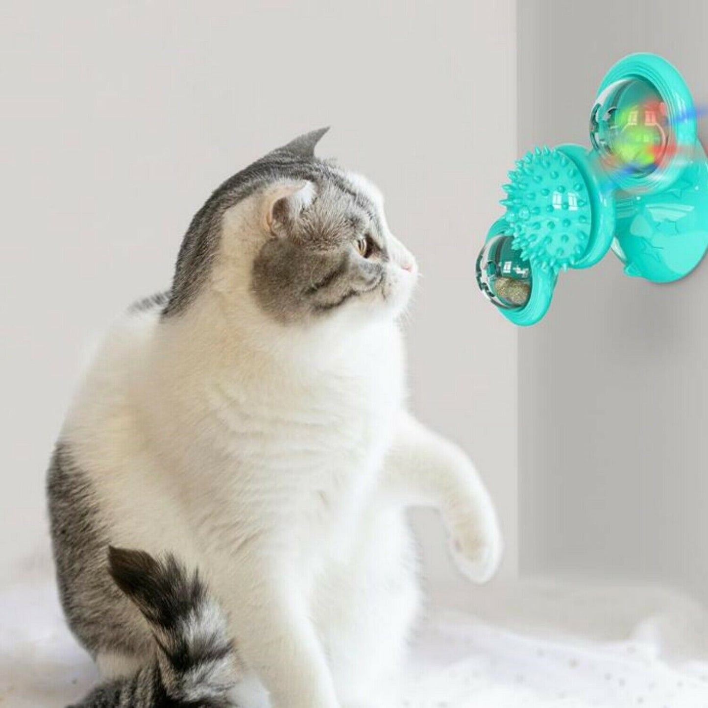 Windmill Spin‑Fun Cat Toy: Interactive Suction, Catnip & Dental Massage Spinner