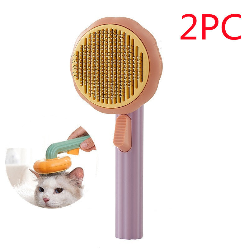Gentle Self‑Cleaning Steel Wire Cat Brush — Comfort Grooming & Fur‑Free Home