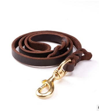 Premium Leather Chain Leash for Large & Training Dogs