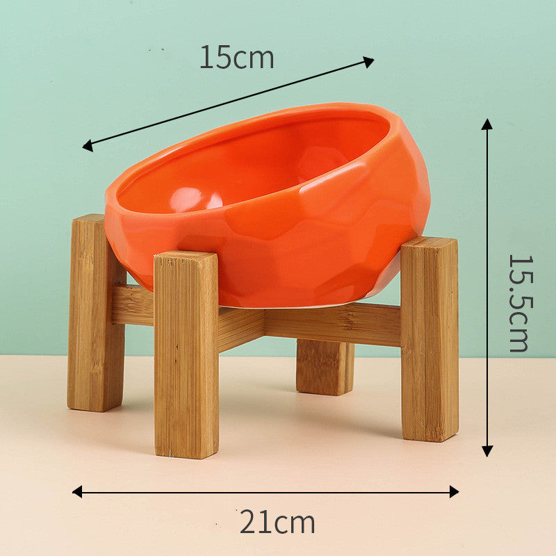 Elegant Ceramic Pet Bowl with Oblique Tilt for Comfortable Feeding