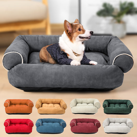 CozyPaws Heated Dog Sofa Bed – Winter Pet House & Cushion