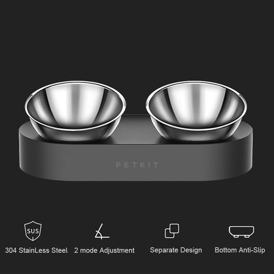 Elevate Mealtime Comfort: Adjustable Stainless Steel Pet Double Bowls