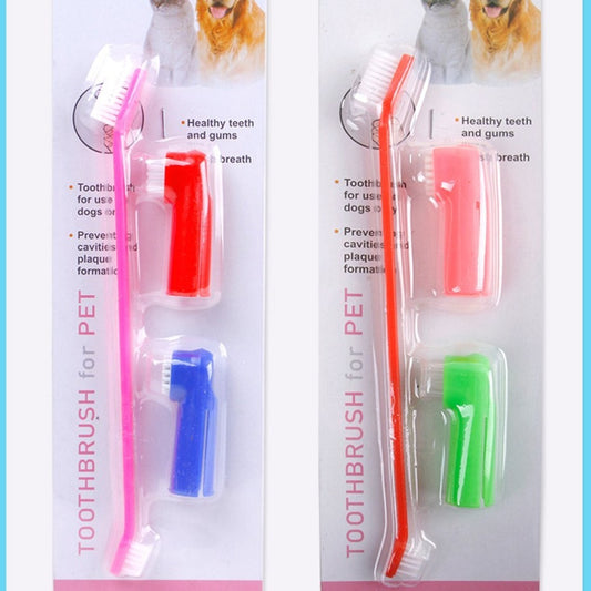 Pet Smile Double‑Head Finger Toothbrush Set – Gentle Teeth Cleaning for Dogs & Cats