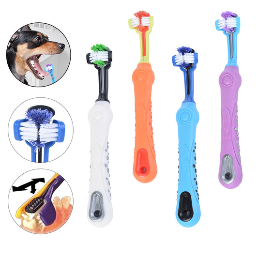 FreshPaw Triple‑Sided Dog Toothbrush – For Happier Pet Kisses