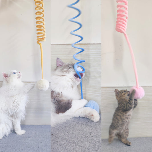 Spring‑Rabbit Hair Ball Cat Toy – Interactive Plush Suction Play
