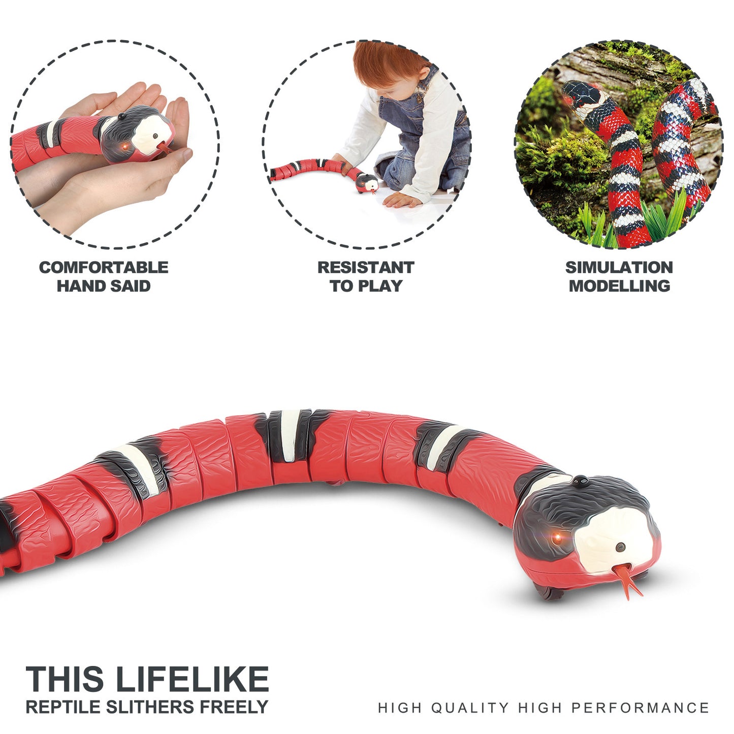 Smart Motion Snake Toy – USB Rechargeable Interactive Pet Teaser for Cats & Dogs