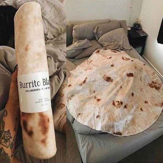 Super Soft Warm Flannel Burrito Blankets 280Gsm Round Shape Airplane Travel Throw Coral Fleece Tortilla Nap Wrap Blankets - Barking Good Deals