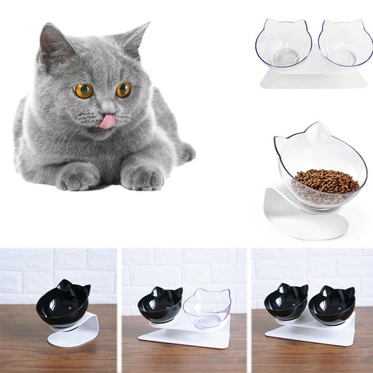 Ergonomic Double Tilted Cat Bowl – Neck‑Kind & Mess‑Smart Dual Feeder