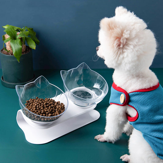 Inclined Transparent Cat‑Ear Bowl for Comfortable & Clean Eating
