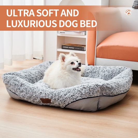 Swirl Rose Velvet Calming Dog Bed – Pure Comfort, Happy Pets