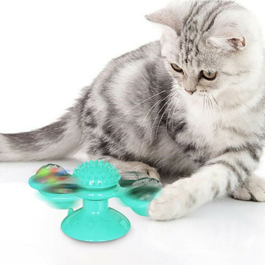 Windmill Spin‑Fun Cat Toy: Interactive Suction, Catnip & Dental Massage Spinner