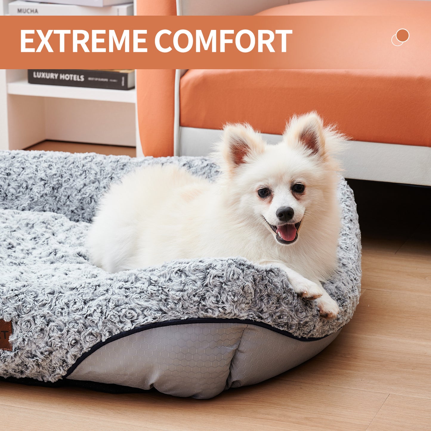 Swirl Rose Velvet Calming Dog Bed – Pure Comfort, Happy Pets