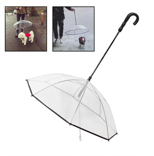 Premium Transparent Dog Umbrella with Built‑In Traction Chain