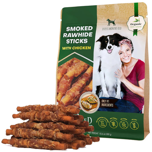 Chicken‑Wrapped Smoked Rawhide Sticks – Healthy Chew That Cleans Teeth & Rewards
