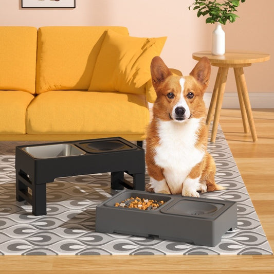 Elevated Dog Feeder with Double Stainless Steel Bowls